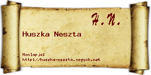 Huszka Neszta névjegykártya